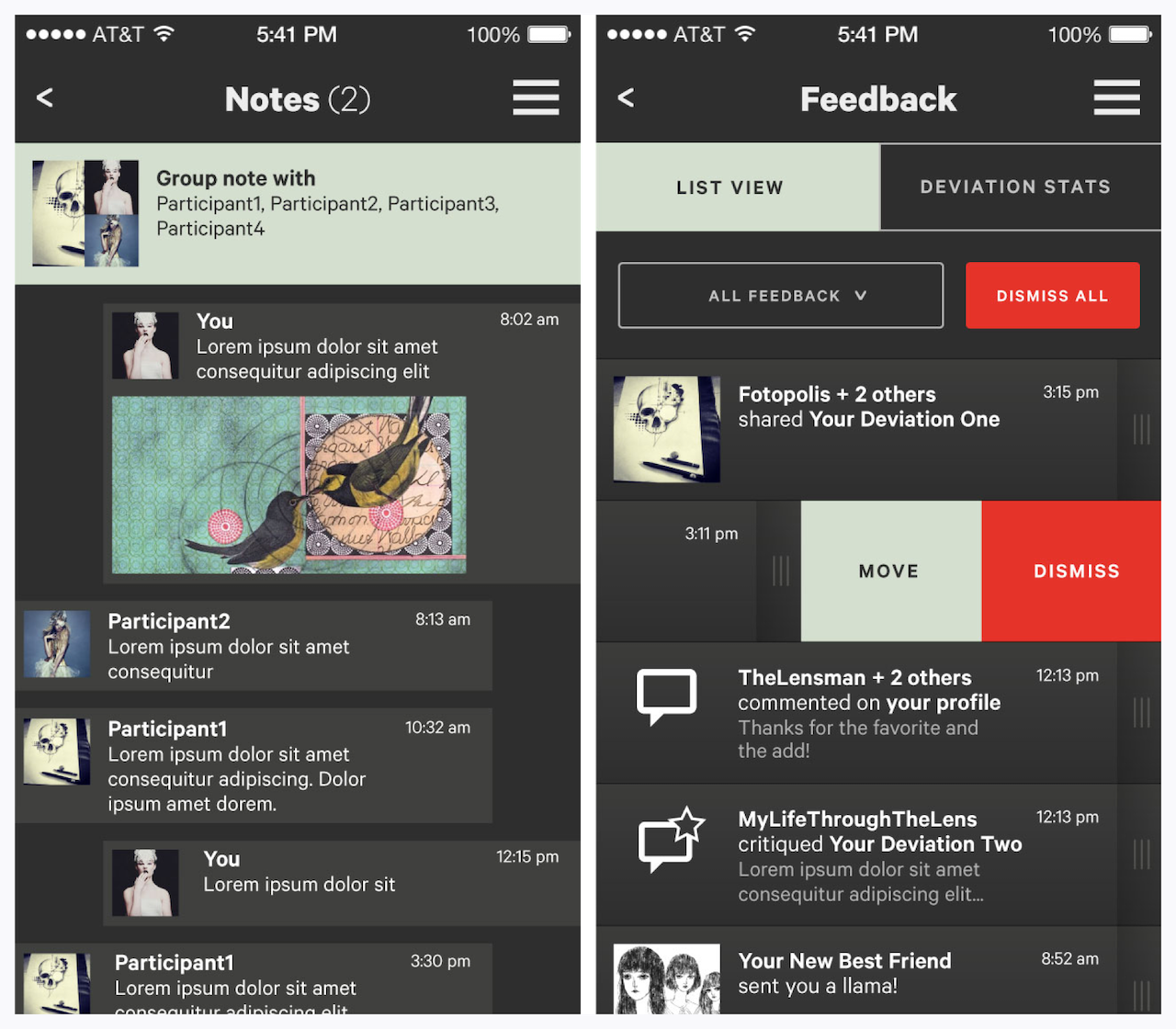 Images of work in progress, including personas, opportunity recommendations, and early sketches and wireframes.